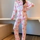 thumbnail image 1 of Ropa de dormir para mujer, pantalones finos de manga larga, conjunto de ropa informal para el hogar, moda cómoda antienvejecimiento para el hogar, primavera y otoño, 1 of 5