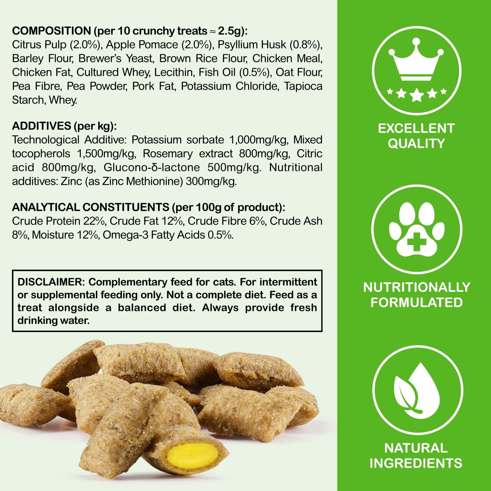 Oimmal Hairball Control Treats for Cats & Kittens - Natural Fiber Supplement with Psyllium for Digestive Health & Ingested Hair Elimination, Immune Support 3Pack