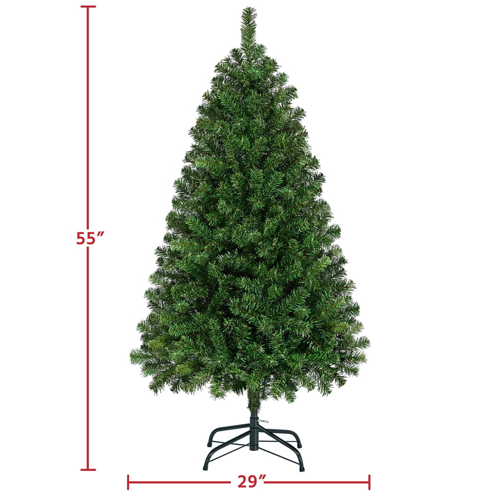 Alden Design Clear Prelit Incandescent Green Hinged Spruce Artificial Christmas Tree, 4.5'