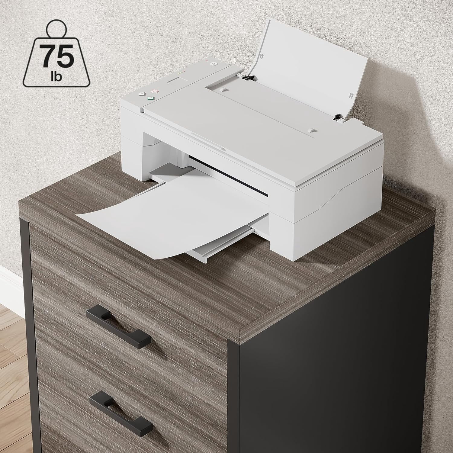 Triebsigns 3 Drawer Rolling File Cabinet, Modern Wooden Office Filing Cabine for Home Office Under Desk (Gray)