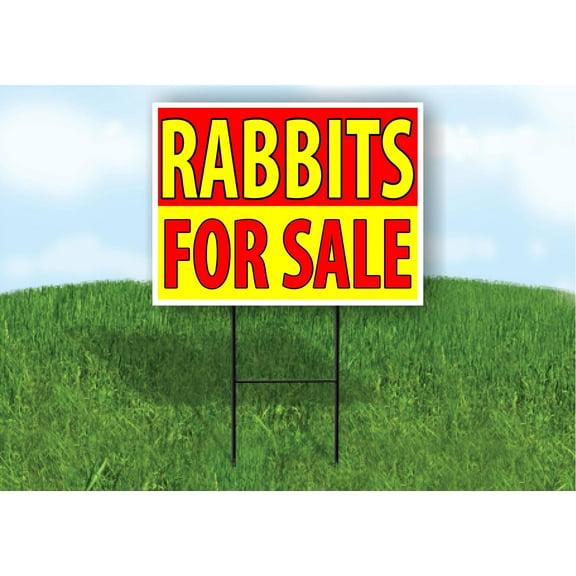 Double Sided Sign RABBITS FOR SALE RED YELLOW Yard Sign ROAD SIGN with Stand