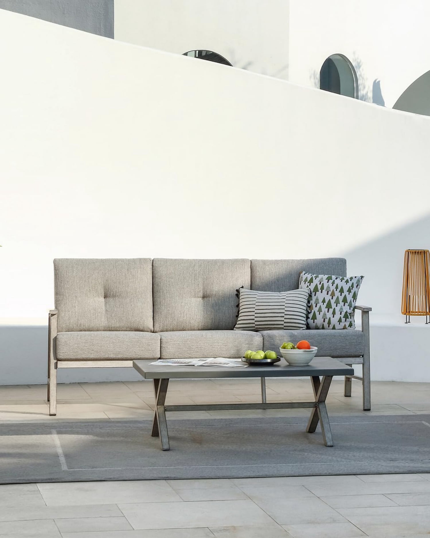 3-Seater Outdoor Patio Sofa, Aluminum Outdoor Couch with 5.9" Thick Cushions, All-Weather Patio Furniture Sofa for Backyard, Balcony, Poolside, Lawn, Silver Gray