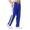 thumbnail image 5 of Mifsaly Open Bottom Sweatpants for Men Side Striped Baggy Wide Leg Pants Drawstring Elastic Waist Sweatpant Running Hiking Athletic Joggers with Pockets Blue XXXL, 5 of 8