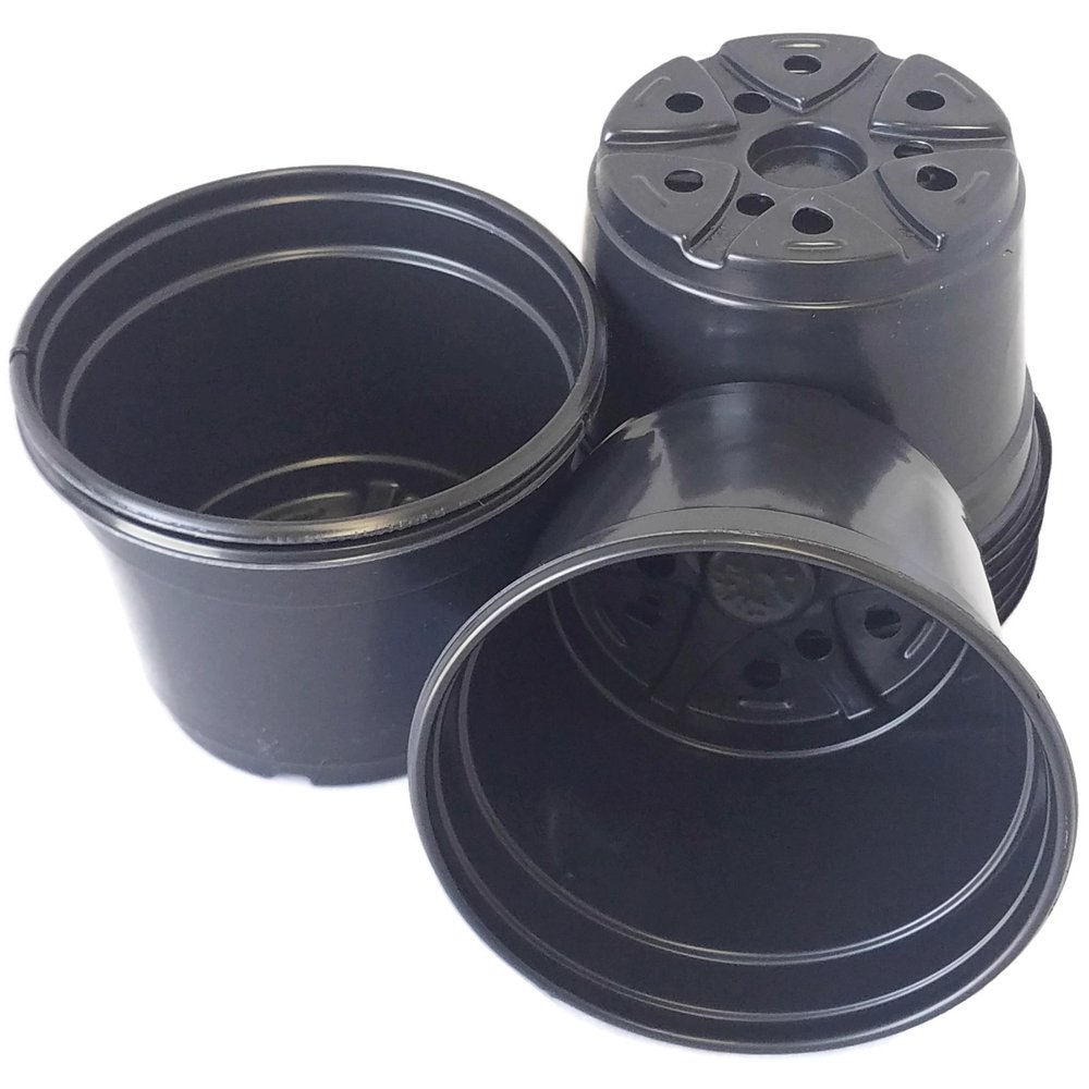 Landmark 5" Black Plastic Round Nursery Pot, Qty. 50