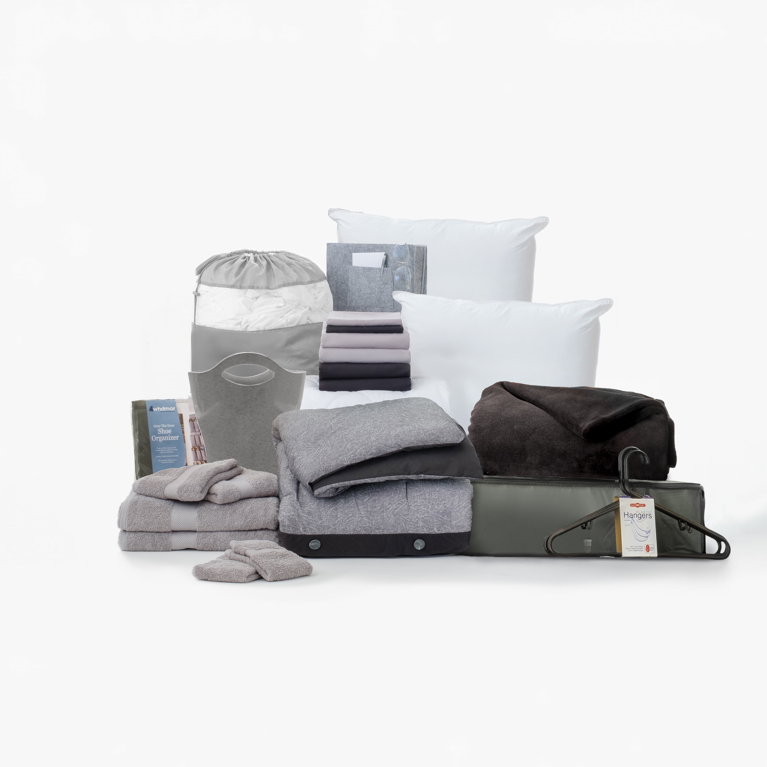 30Piece Dawn College Dorm Home Bundle in Boone Black and Gray, Twin XL