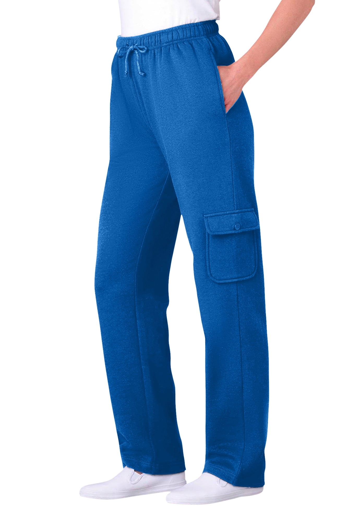 Woman Within Women's  Plus Size Petite Better Fleece Cargo Sweatpant Pant - 1X, Bright Cobalt Purple