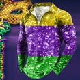 thumbnail image 2 of YM Mardi Gras T-shirt for Men Long Sleeve Quarter Zip Pullover Carnival Celebration Shirts Funny Graphic Print Collared Shirts Summer Tops for Men, 2 of 7