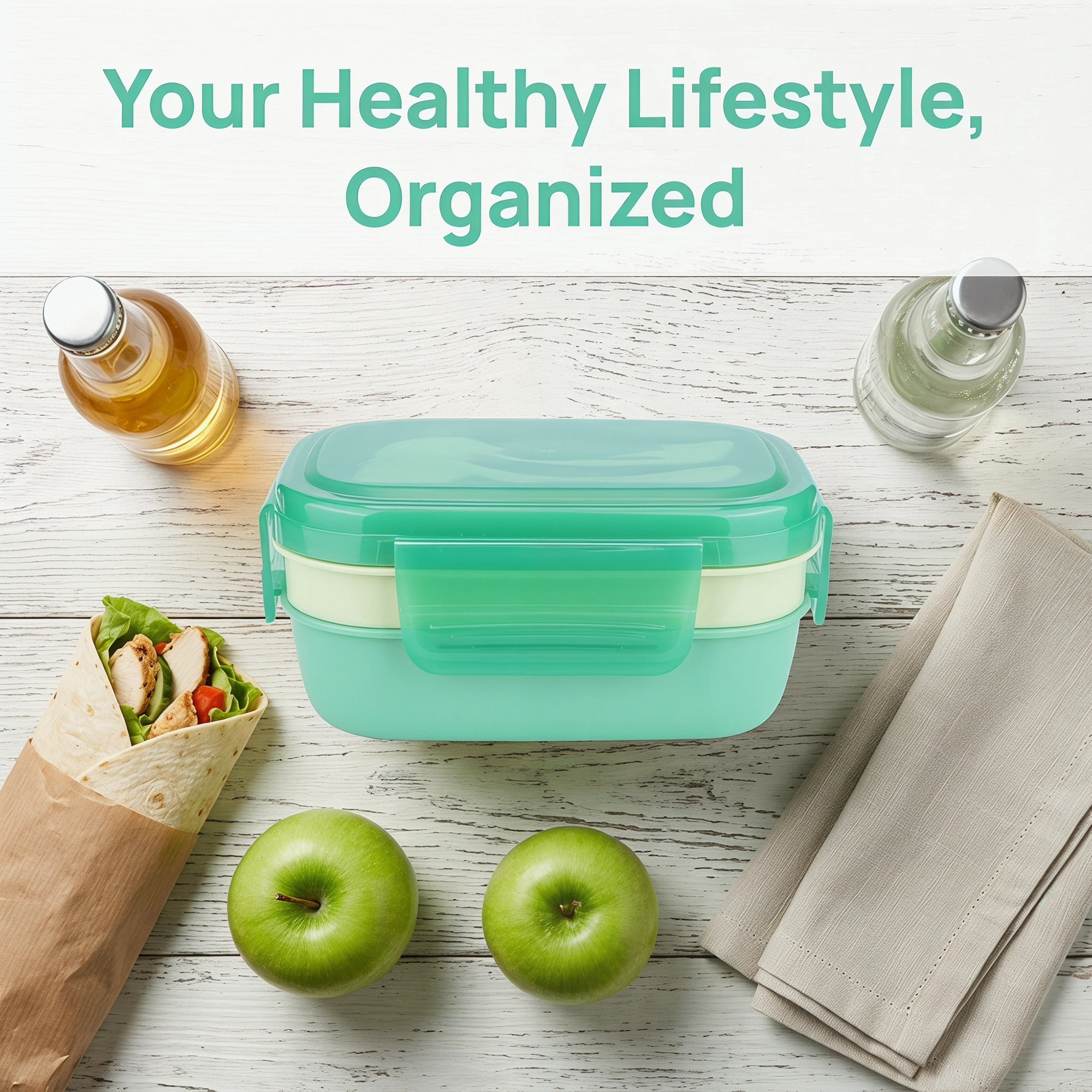Unique Bargains Multi-Layer Leak-Proof Meal Lunch Bento Box Green & Yellow