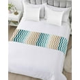 thumbnail image 5 of Xipuska Teal Brown Ombre Bed Runners for Twin Size Bed, Decorative Bed Throws for Foot of Bed, Modern Gradient White Geometric Bed Runner Sofa Throw Bedding Scarf Protector Slipcover/Hotel, 5 of 6