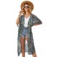 thumbnail image 2 of Moda mujer verano estampado cardigan manga corta fajas casual bohemio, 2 of 8