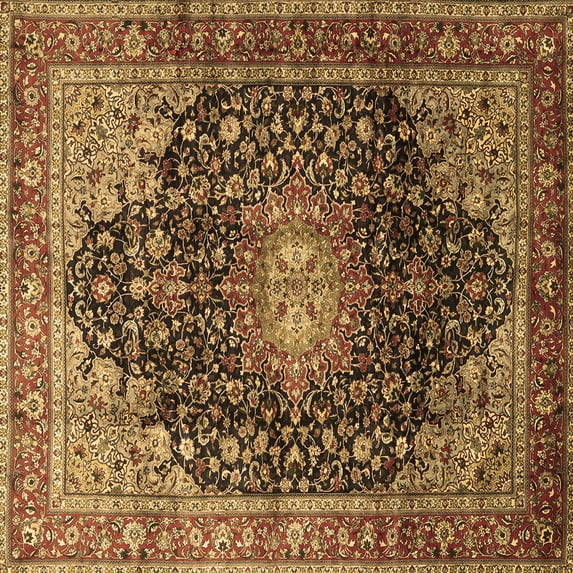 Ahgly Company Indoor Square Medallion Brown Traditional Area Rugs, 4' Square