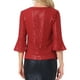 thumbnail image 3 of Top de lentejuelas INSPIRE CHIC para mujer, con mangas de campana 3/4, escote en V, metálico, brillante y con glitter, blusa de fiesta XS roja, 3 of 6