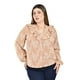 thumbnail image 1 of Blusa estampada con olanes Roman Fashion /Tallas Extras, 1905 (Beige) beige 40, 1 of 7