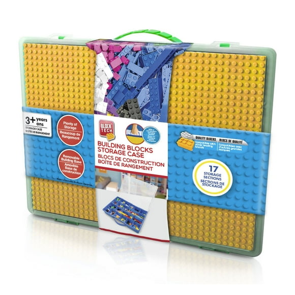 Block Tech Building Blocks Storage Case with Base Plate Lid