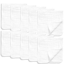 All Sett Health 10 Pack Large Muslin Burp Cloths | 100% Cotton Baby Burp Cloths - White