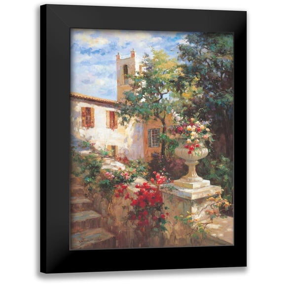 Oxley, Vail 12x14 Black Modern Framed Museum Art Print Titled - Floral Urn
