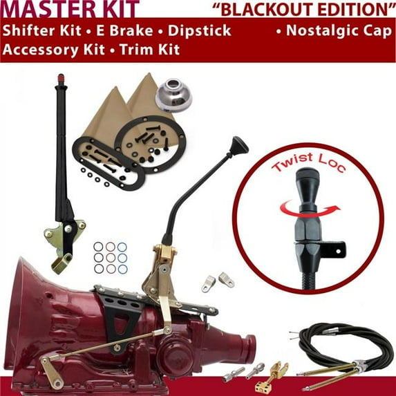 American Shifter C4 Shifter Kit Black 10 in. E Brake Cable Clevis Trim Kit Dipstick for F6EED