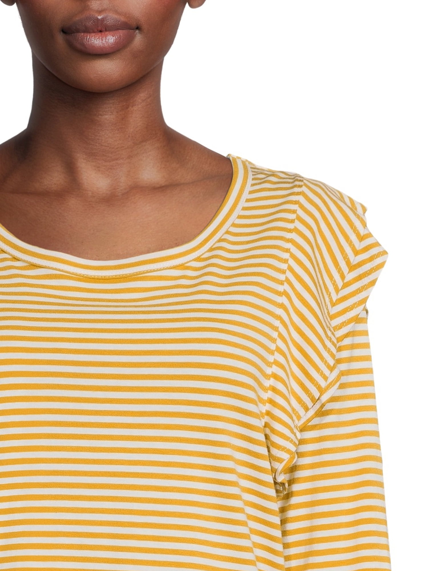 Time and Tru Women's Long Sleeve Ruffle Top
