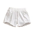 thumbnail image 7 of Liyamei Girls Distressed Denim Shorts with Elastic Waist for Summer Play Size 3-11,White, 7 of 7