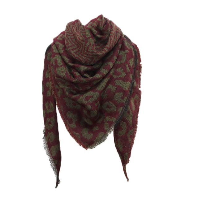 GDREDA Cape Écharpe Imprimé Léopard Chaud pour Femmes - Châle d'Hiver Polyvalent Accessoire de Mode Long Rouge, Taille Unique