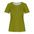 thumbnail image 2 of yillto Womens Plus Size Blouse V Neck Buttons Pleated Short Sleeve Tunic Tops Summer Solid Color Tshirts S-3XL, 2 of 4