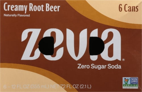 Zevia Creamy Root Beer Zero Sugar Soda Cans 6 pk / 12 fl oz - Pack of 2
