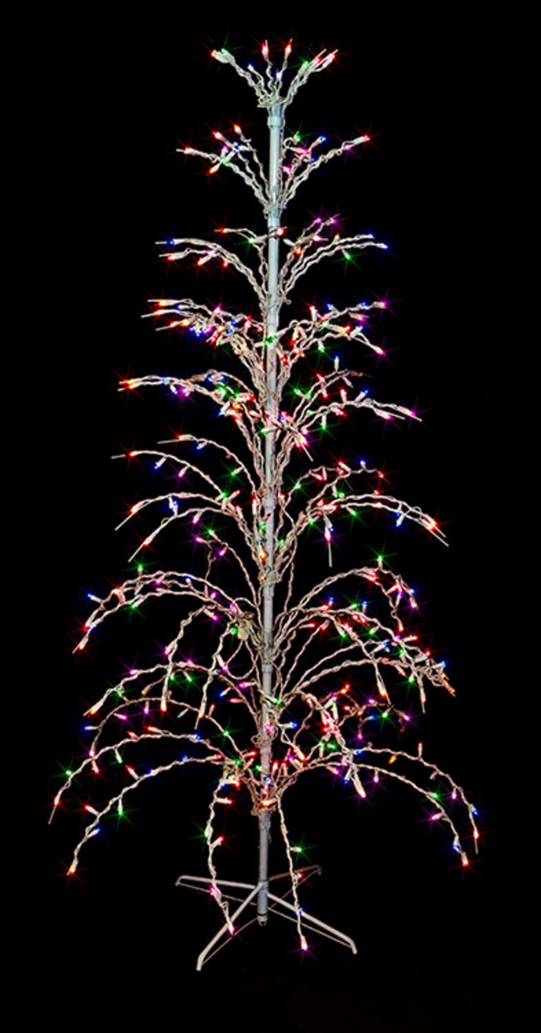 6&#039; Multi-Color Lighted Christmas Cascade Twig Tree Outdoor Yard Art Decoration - Walmart.com