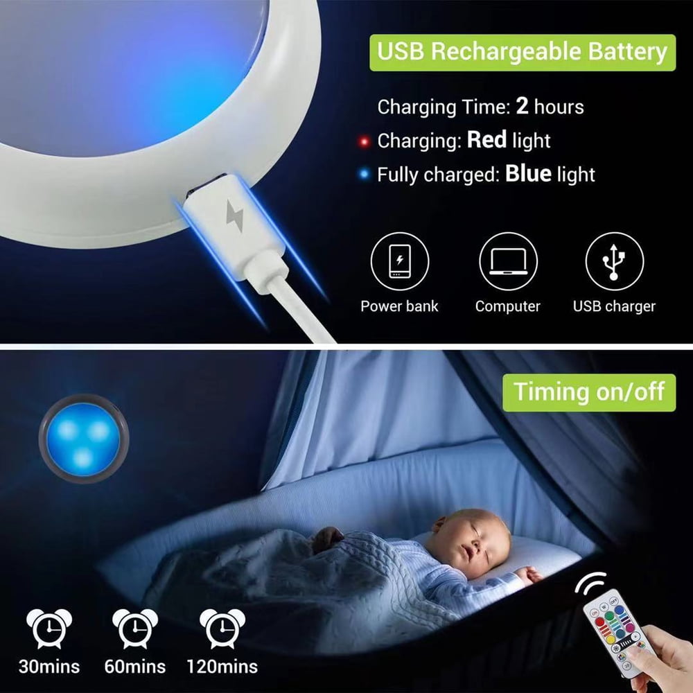 USB RGBW LED Cabinet Light - 16 Colors, Remote Control, Under Shelf Kitchen Lighting - 6 Pack