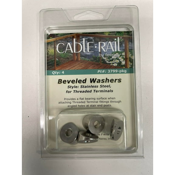 Feeney CR-3799-PKG SS Beveled Washer, 9/32" ID, Small (Pack of 4)