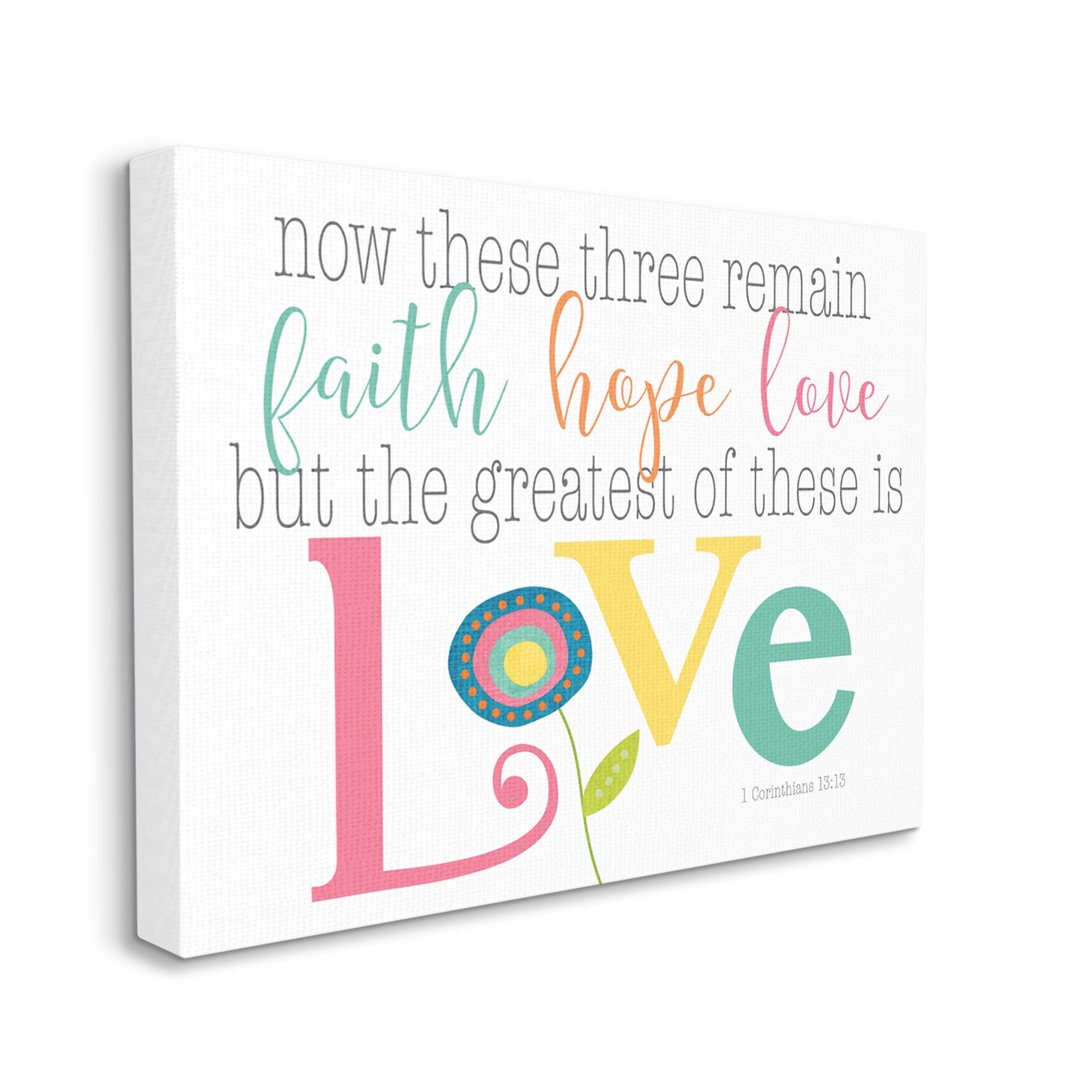 Stupell Industries Faith Hope Love Whimsical Floral Graphic Art Gallery Wrapped Canvas Print Wall Art, Design by Alli Rogosich