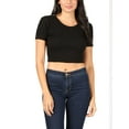 thumbnail image 5 of FashionMille Women's Basic Solid Crew Neck Stretch Ribbed Knit Short Sleeve Crop T Shirt Top, 5 of 5