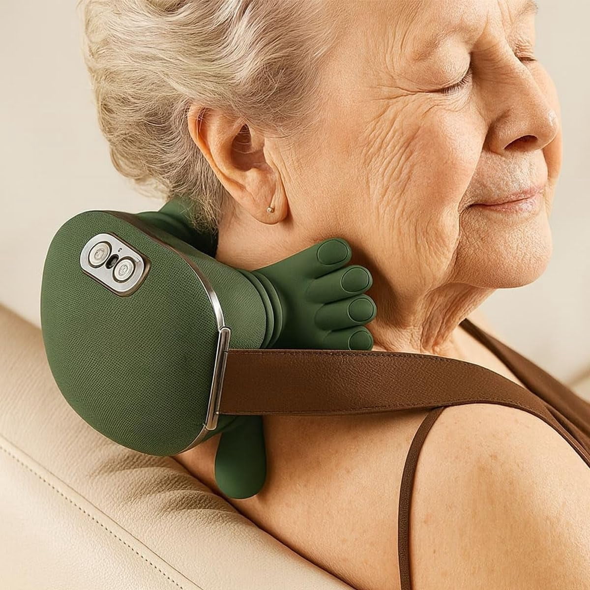 Siasoo Neck Massager, Bionic Heated Deep Tissue Back Massager with 4D Kneading and Simulated Hand Design, Wireless Portable Neck and Shoulder Massager for Pain Relief and Relaxation