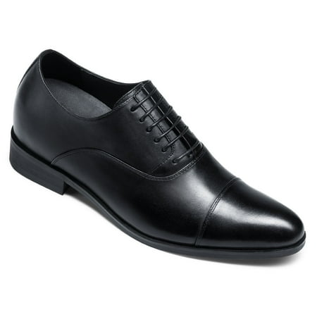 CMR CHAMARIPA Invisible Height Shoes for Men 7CM / 2.76 Inches Oxfords Black Elevator Dress Shoes To Make You Taller Men Cow Leather Wedding Shoes