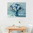 thumbnail image 2 of ARISTURING  Vintage Flowers Canvas Wall Art Blue White Blossom Canvas Painting Retro Flowers in Vase Canvas Pictures Blue Ocean Background Artwork Prints for Bathroom Bedroom Wall Decor, 2 of 6
