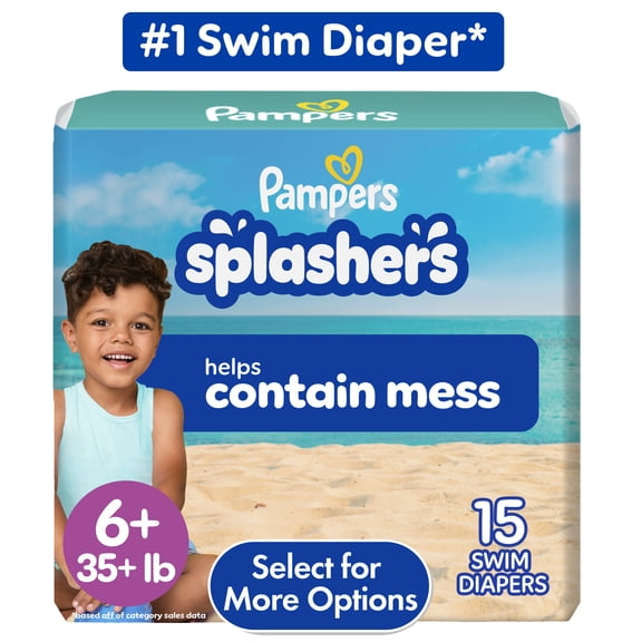 Pampers Splashers Swim Diapers, Size 6 , 15 Count (35 lbs)