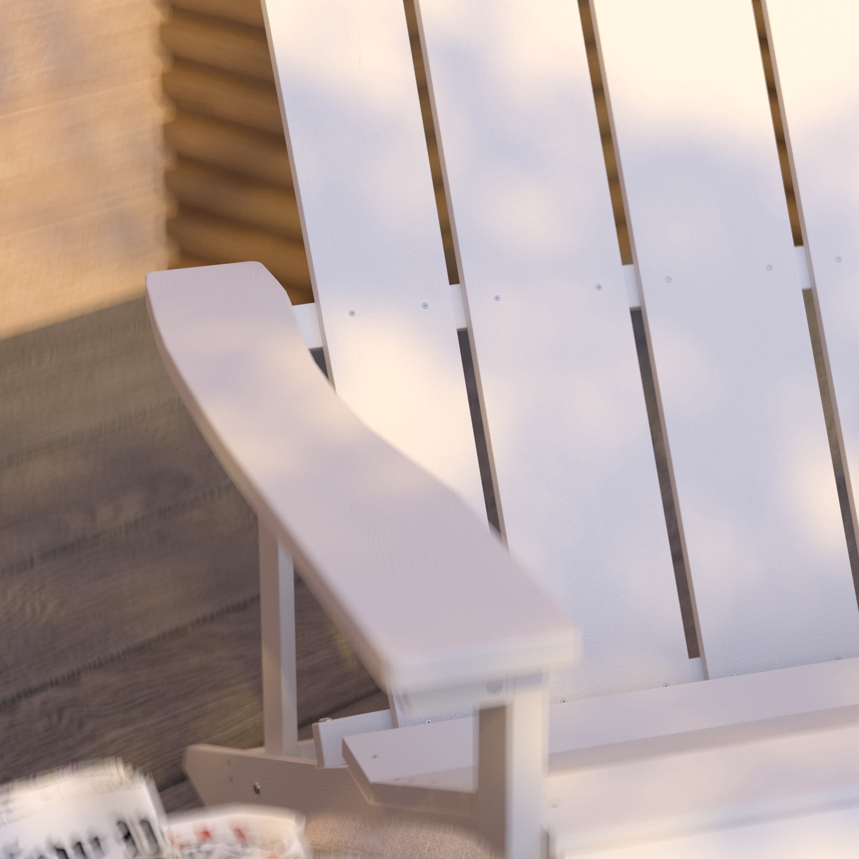Merrick Lane All-Weather Poly Resin Wood Adirondack Chair in White