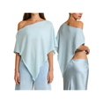 thumbnail image 2 of LMLYSoH Women Knit Poncho Loose Solid Off One Shoulder Irregular Hem Coverup Tops Casual Asymmetrical Shrug Sweaters, 2 of 7