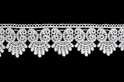 2.5" Ivory White Circular Pattern Dangling Venise Lace Trim Sewing By Yardage 