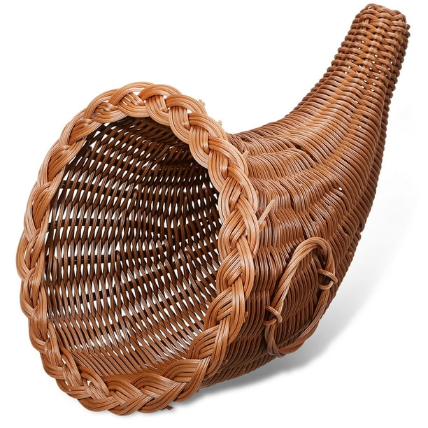 Cesta de almacenamiento con forma de cuerno de buey tejida elegante, cesta de almacenamiento, cesta para pan, cesta para aperitivos
