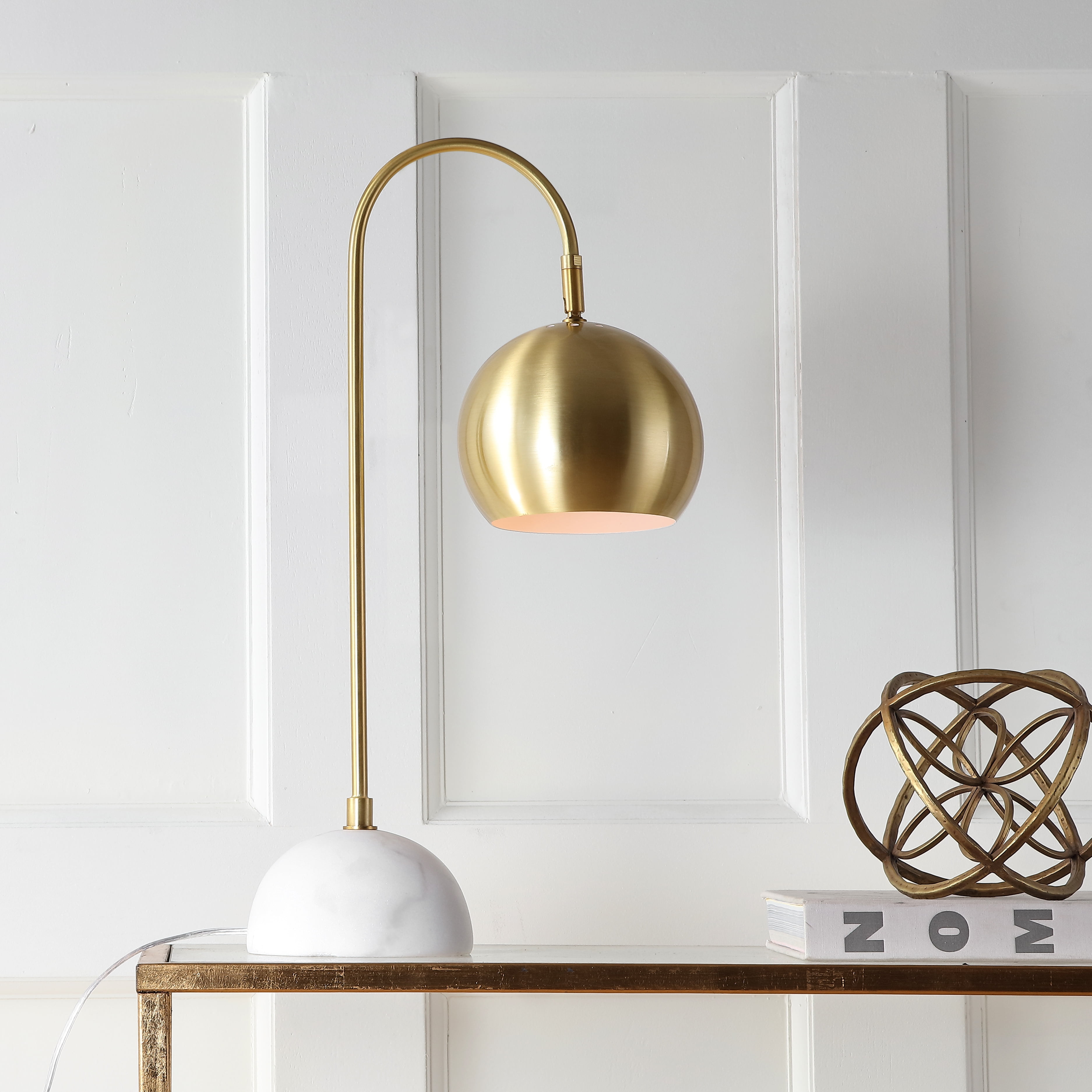 Stephen 23.5" Metal/Marble LED Table Lamp, Brass Gold/White - Walmart.com - Walmart.com