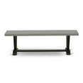thumbnail image 3 of Pemberly Row Contemporary V-Style 15x60" Wood Dining Bench in Black/Gray, 3 of 5