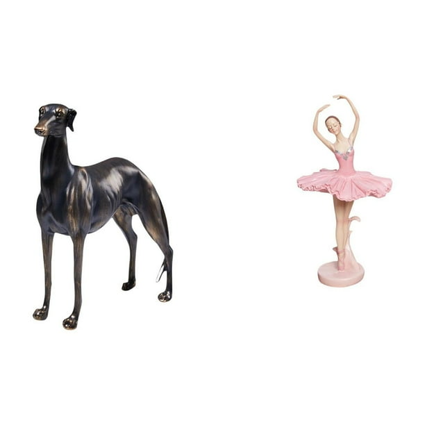 Estatua de perro de resina,Estatua de perro galgo de resina con forma de animal,Escultura coleccionable para escritorio,decoración del hogar,Estatua de la bailarina,Estatua de niña de ballet