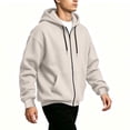 thumbnail image 5 of Eygvbb Men's Full Zip Hoodie Solid Long Sleeve Sweatshirt Jacket Drawstring Hood Front Pocket Loose Fit Fashion Casual Outerwear, 5 of 8