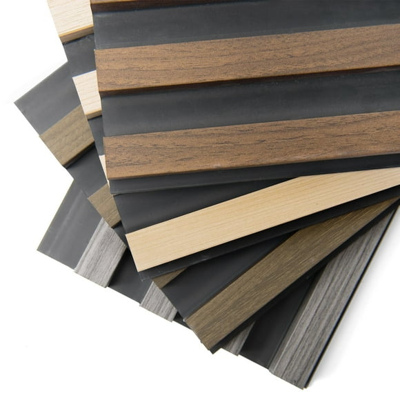 Art3d 4-Pack 6 x 6 Inch WPC Wood Slat Wall Panel for Interior Wall D?cor 3D Wood Fluted Acoustic Wall Paneling for Living Room Bedroom Home & Office - 4 Colors