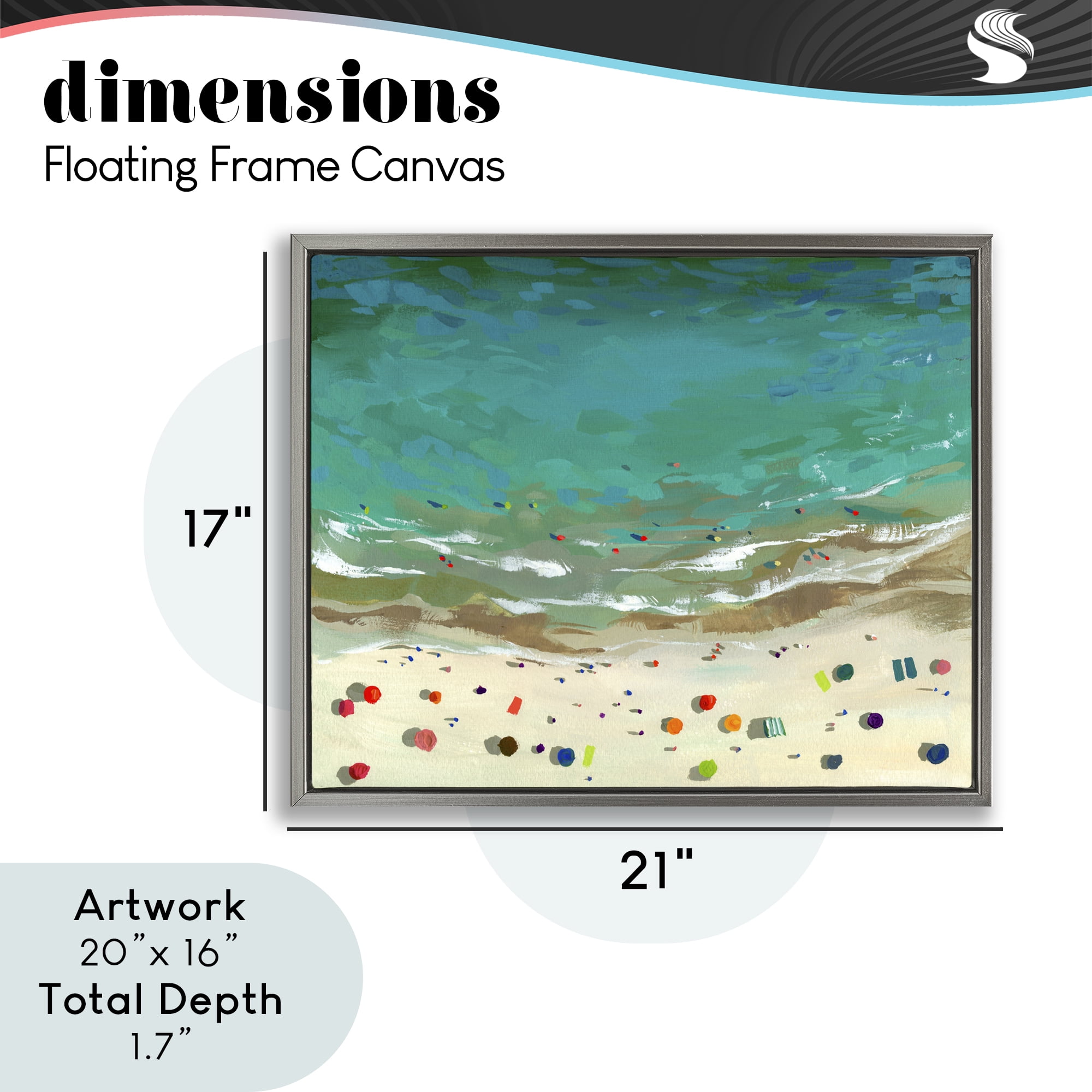 Stupell Industries Aerial Turquoise Shoreline Gray Framed Floater Canvas Wall Art, design by Brook Page