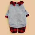 thumbnail image 3 of CNKOO 1 Pce Vêtements Décontractés pour Animaux Faux Deux-Pièces Chandail en Molleton pour Chien Chemise à Carreaux Rouges Vêtements pour Chien pour l'Hiver, 3 of 6