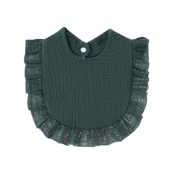 Lovskoo Fashionable Solid Color Comfortable And Cute Pleated Newborn Bib For Boys And Girls Free Size Army Green