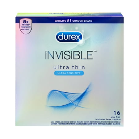 Durex Invisible Ultra-Thin and Ultra-Fine Sensitive Latex Condoms – 16