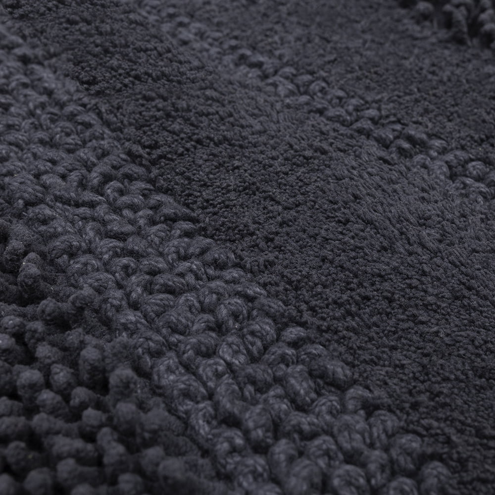 Mohawk Home Plush Cotton Fade/Stain Resistant Non-slip Machine Washable Bath Mat, Charcoal, 1' 5" x 2'