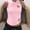 *Pink, variant on ClodeEU Women's Solid Color Asymmetric Pleated Cinched Waist Top with Heart Cutout , Crewneck Sleeveless Casual Blouse Black,Womens Plus L